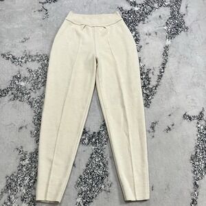 Peruvian Connection Baby Alpaca Wool Pants Ivory Pull On Knit Womens Large Peru